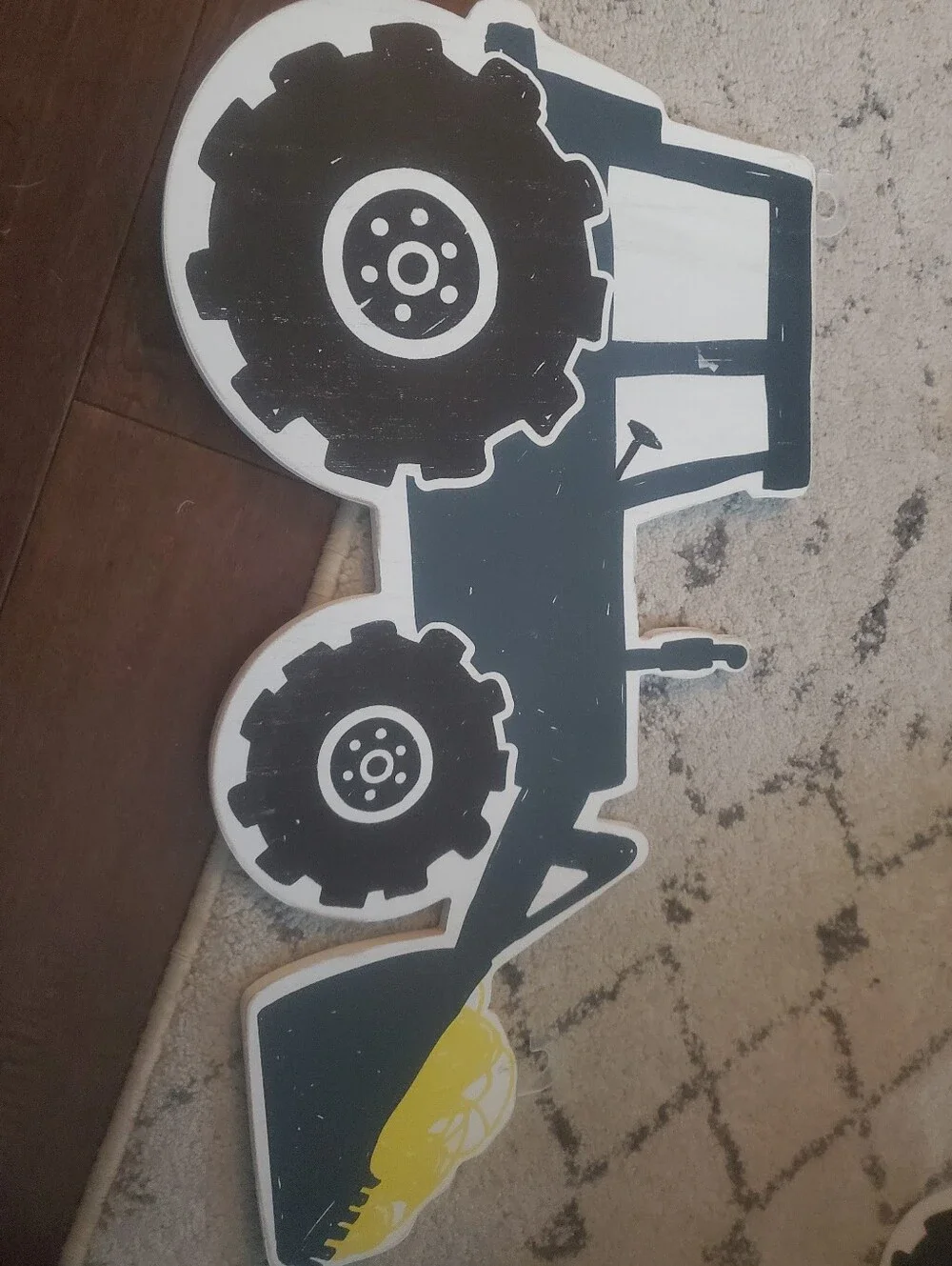 Decorative Tractor Wall Art - Navy & Yellow